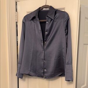 Mango Gray Satin Blouse